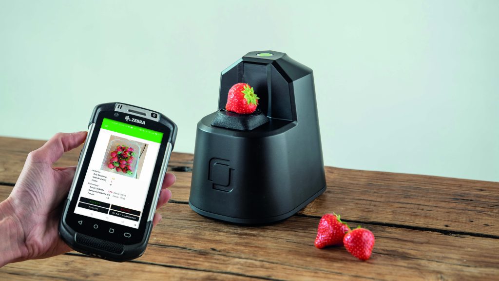 Food waste prevention in action! OneThird's shelf life checker being used on strawberries.
